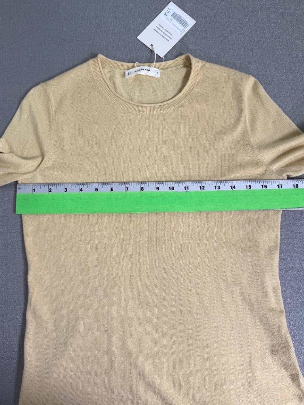 Everlane Crewneck Sweater Organic Cotton Cashmere Parsnip Yellow Layer Top Small - Picture 7 of 10